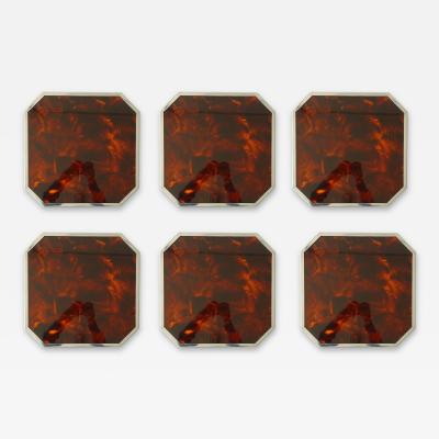 Gabriella Crespi Set of six faux tortoise lucite and chrome placemats