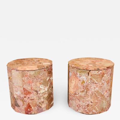 Gae Aulenti EXCEPTIONAL PAIR OF MODERNIST ROUGE MARBLE END TABLES