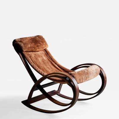 Gae Aulenti Gae Aulenti Sgarsul Rocking Chair by Poltronova in suede leather Italy 1962