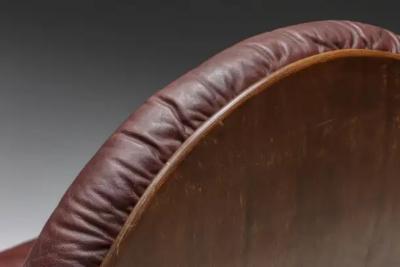 Gae Aulenti Pair of Arcata Easy Chairs by Gae Aulenti Walnut and Burgundy Leather 1968