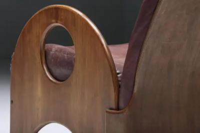 Gae Aulenti Pair of Arcata Easy Chairs by Gae Aulenti Walnut and Burgundy Leather 1968