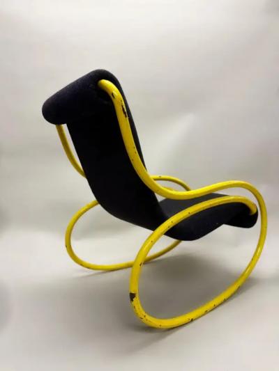 Gae Aulenti Rare Design Mid Century Rocking Chair Lounge Chair Attr to Gae Aulenti