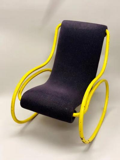 Gae Aulenti Rare Design Mid Century Rocking Chair Lounge Chair Attr to Gae Aulenti