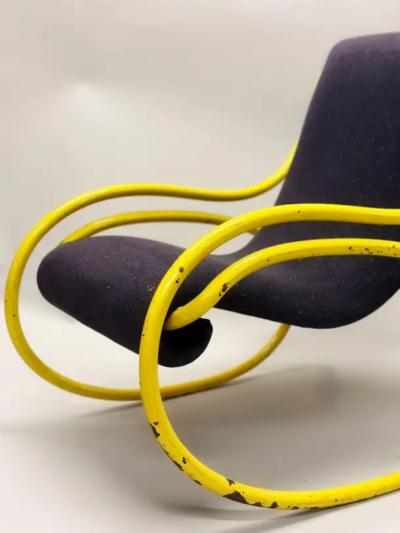 Gae Aulenti Rare Design Mid Century Rocking Chair Lounge Chair Attr to Gae Aulenti