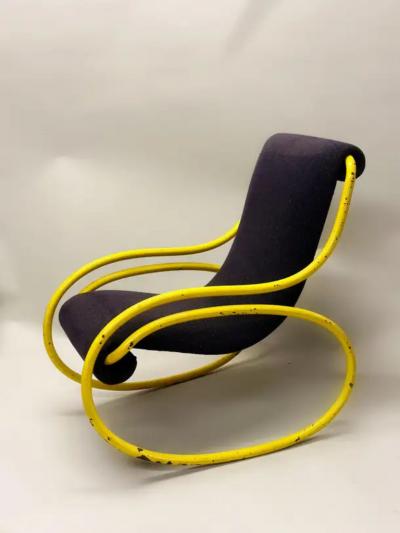 Gae Aulenti Rare Design Mid Century Rocking Chair Lounge Chair Attr to Gae Aulenti