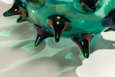Gae Aulenti Riccio Vase by Gae Aulenti in Green for Venini Italy 2006