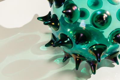 Gae Aulenti Riccio Vase by Gae Aulenti in Green for Venini Italy 2006