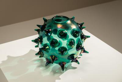 Gae Aulenti Riccio Vase by Gae Aulenti in Green for Venini Italy 2006
