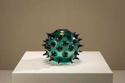Gae Aulenti Riccio Vase by Gae Aulenti in Green for Venini Italy 2006