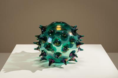 Gae Aulenti Riccio Vase by Gae Aulenti in Green for Venini Italy 2006