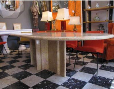 Gae Aulenti Sculptural table in clear Rosso marble by Gae Aulenti