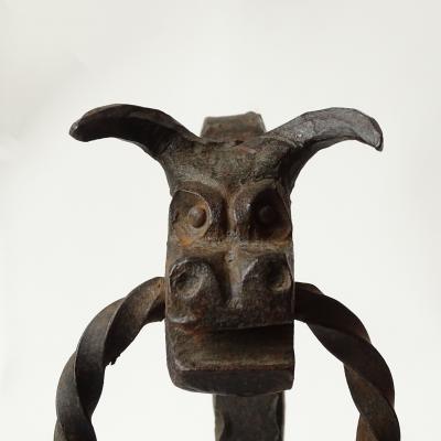 Gaetano Borsani Italian Wrought Iron Dragon Andirons 1920s