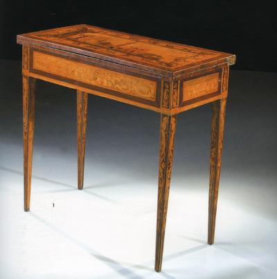 Gaetano Renoldi An Inlaid and Veneered Wood Neoclassic Card Table