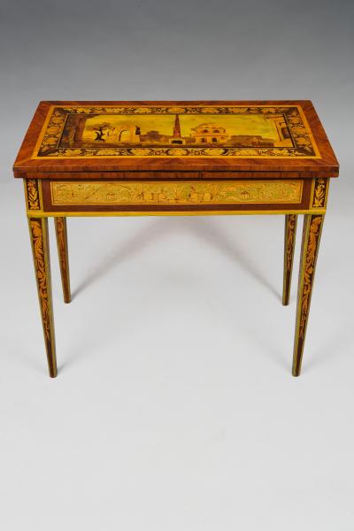 Gaetano Renoldi An Inlaid and Veneered Wood Neoclassic Card Table
