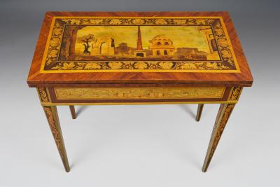 Gaetano Renoldi An Inlaid and Veneered Wood Neoclassic Card Table