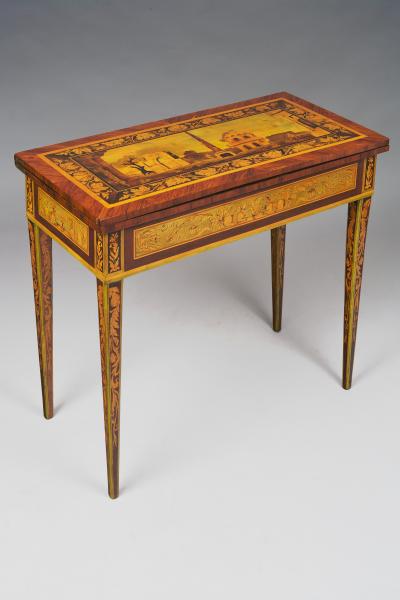 Gaetano Renoldi An Inlaid and Veneered Wood Neoclassic Card Table