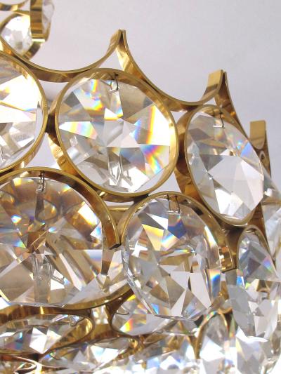 Gaetano Sciolari 1960s Gilt brass and Crystal Pendant Chandelier by Sciolari for Palwa