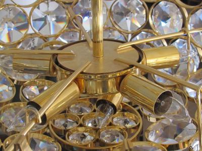 Gaetano Sciolari 1960s Gilt brass and Crystal Pendant Chandelier by Sciolari for Palwa