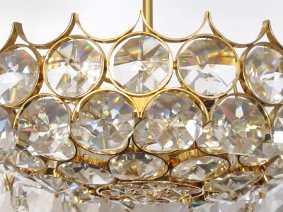 Gaetano Sciolari 1960s Gilt brass and Crystal Pendant Chandelier by Sciolari for Palwa