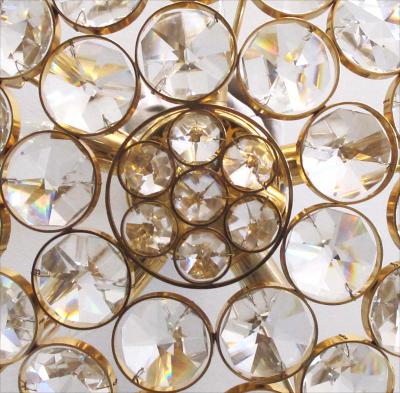 Gaetano Sciolari 1960s Gilt brass and Crystal Pendant Chandelier by Sciolari for Palwa