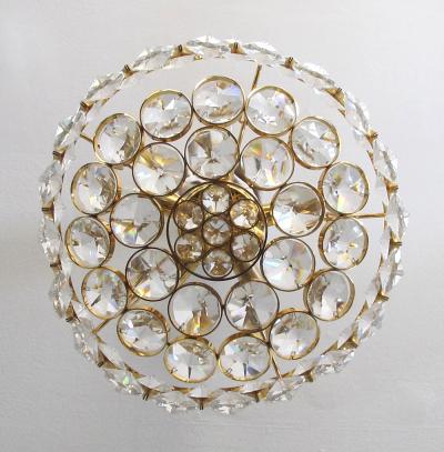 Gaetano Sciolari 1960s Gilt brass and Crystal Pendant Chandelier by Sciolari for Palwa