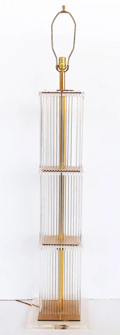 Gaetano Sciolari Brass and Glass Rod Floor Lamp Gaetano Sciolari Lightolier Attributed