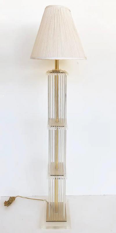 Gaetano Sciolari Brass and Glass Rod Floor Lamp Gaetano Sciolari Lightolier Attributed