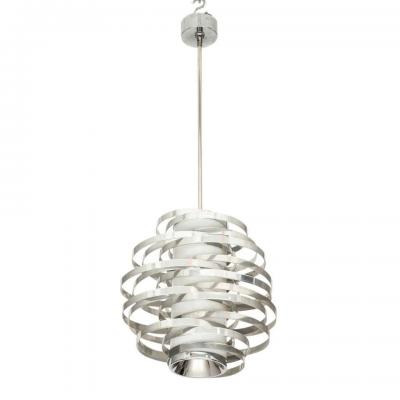 Gaetano Sciolari Cyclone Chandelier Pendant Lamp Chrome Silver Aluminum