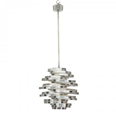 Gaetano Sciolari Cyclone Chandelier Pendant Lamp Chrome Silver Aluminum