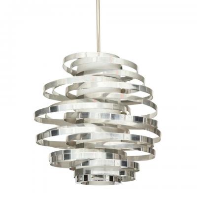 Gaetano Sciolari Cyclone Chandelier Pendant Lamp Chrome Silver Aluminum