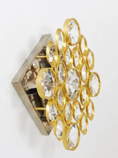 Gaetano Sciolari Ernst Palme Palwa Brass Crystal Wall Lights Sconces Sciolari Style 1970s