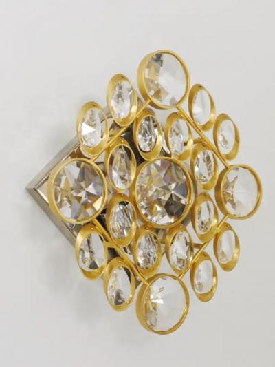 Gaetano Sciolari Ernst Palme Palwa Brass Crystal Wall Lights Sconces Sciolari Style 1970s