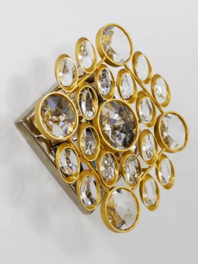 Gaetano Sciolari Ernst Palme Palwa Brass Crystal Wall Lights Sconces Sciolari Style 1970s