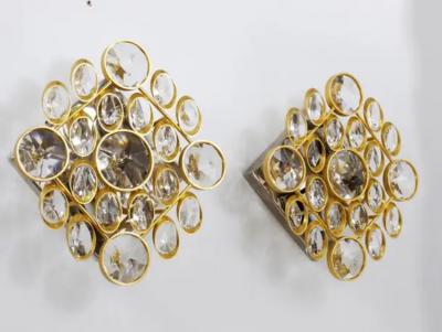 Gaetano Sciolari Ernst Palme Palwa Brass Crystal Wall Lights Sconces Sciolari Style 1970s