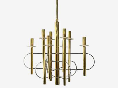 Gaetano Sciolari Gaetano Sciolari Brass Metal Glass Pendant Lights Italy 1970s