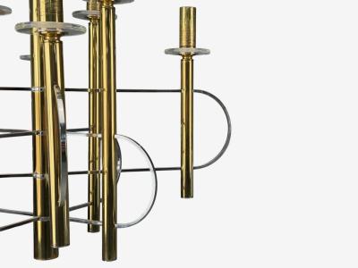 Gaetano Sciolari Gaetano Sciolari Brass Metal Glass Pendant Lights Italy 1970s