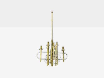 Gaetano Sciolari Gaetano Sciolari Brass Metal Glass Pendant Lights Italy 1970s