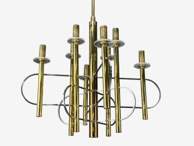 Gaetano Sciolari Gaetano Sciolari Brass Metal Glass Pendant Lights Italy 1970s