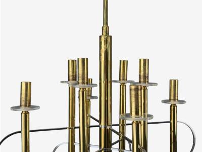 Gaetano Sciolari Gaetano Sciolari Brass Metal Glass Pendant Lights Italy 1970s