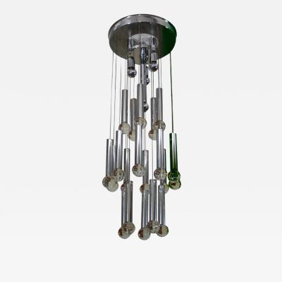 Gaetano Sciolari Gaetano Sciolari Chandelier With Chrome Tubes Crystal Balls