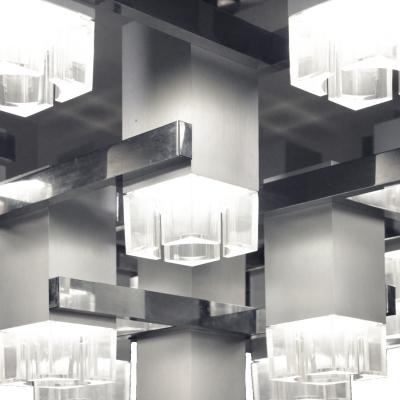 Gaetano Sciolari Gaetano Sciolari Cubist Aluminum Chandelier 1970s