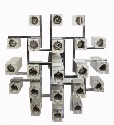 Gaetano Sciolari Gaetano Sciolari Cubist Aluminum Chandelier 1970s
