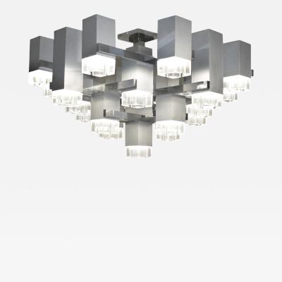 Gaetano Sciolari Gaetano Sciolari Cubist Aluminum Chandelier 1970s