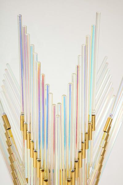 Gaetano Sciolari Gaetano Sciolari Iridescent and Gold Plated Standing Lamp