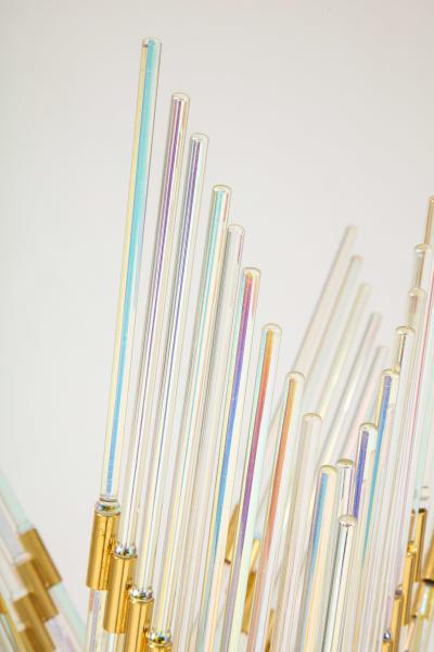 Gaetano Sciolari Gaetano Sciolari Iridescent and Gold Plated Standing Lamp