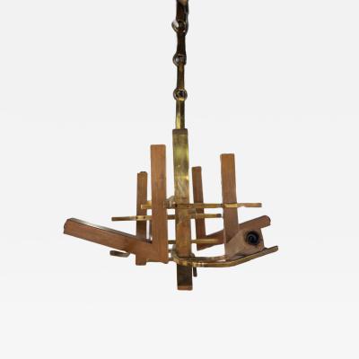 Gaetano Sciolari Gaetano Sciolari Italian Modern Wood and Brass Eight Light Chandelier