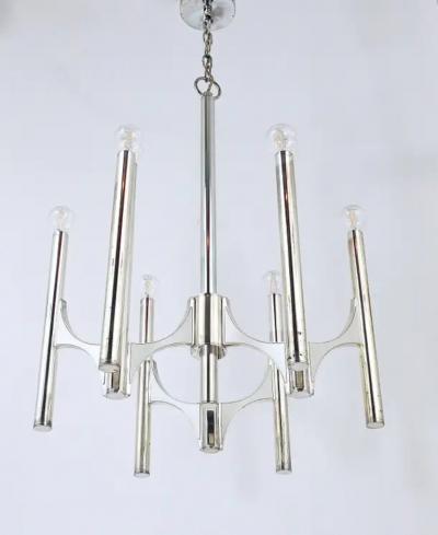 Gaetano Sciolari Gaetano Sciolari Sirius Silver Plated Mid Century Chandelier Lightolier Italy
