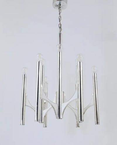 Gaetano Sciolari Gaetano Sciolari Sirius Silver Plated Mid Century Chandelier Lightolier Italy