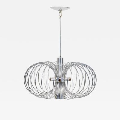 Gaetano Sciolari Gaetano Sciolari for Lightolier Italian Mid Century Round Metal Cage Chandelier