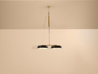 Gaetano Sciolari Gaetano Sciolari for Stilnovo painted metal brass pulley chandelier 1950